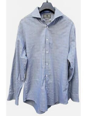 Black Brown 1826 Men's Slim Fit Micro-Check Long Sleeve Dress Shirt Blue Black